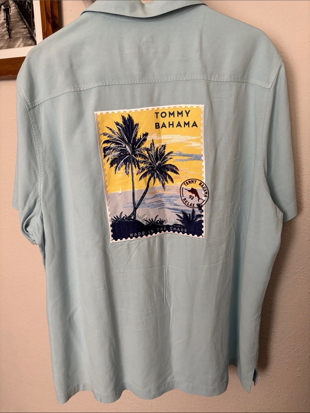 Tommy Bahama Pale Blue Short-Sleeve Camp button down Shirt Size XXL